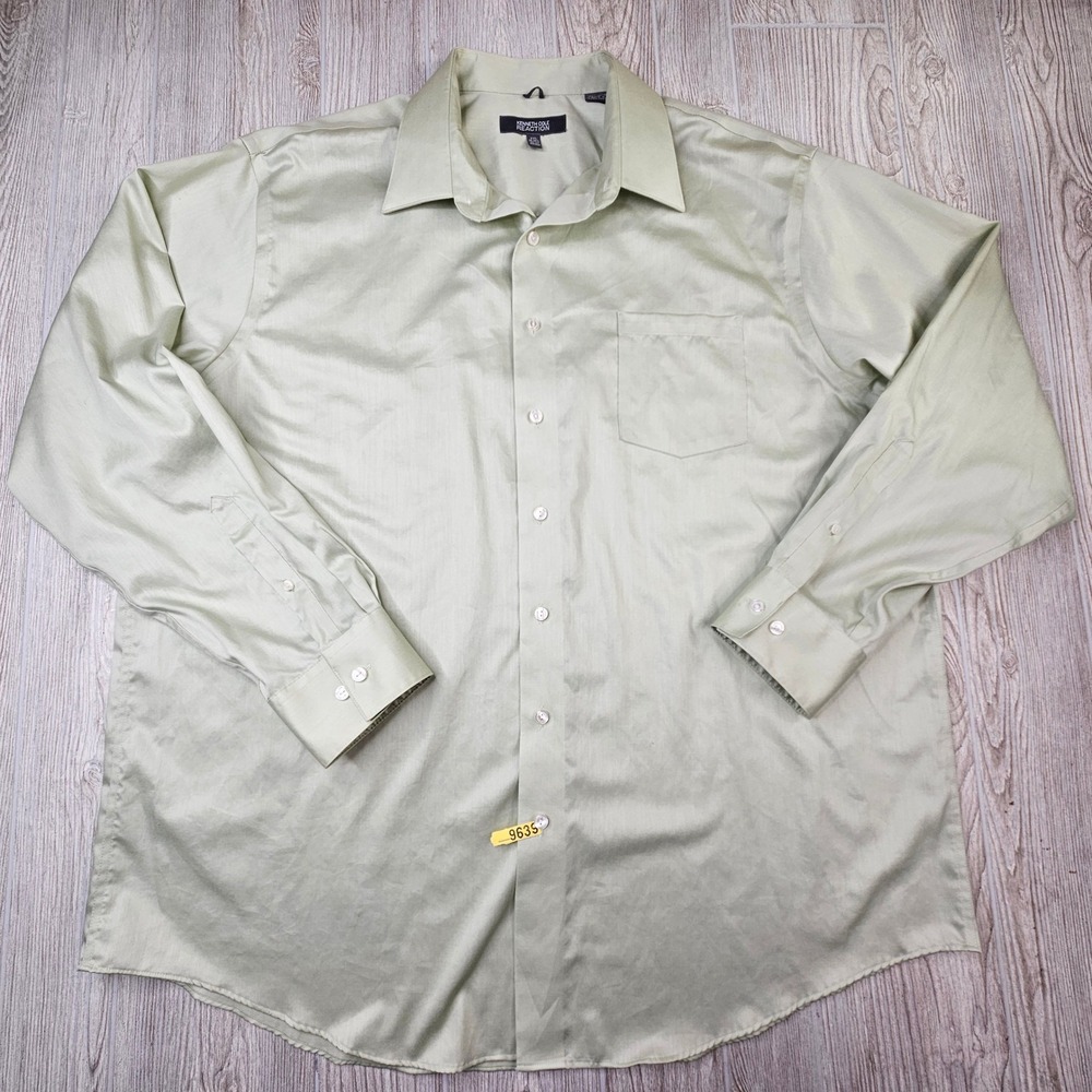Kenneth Cole Reaction Mens XXL Sage Green Non Iron Cotton Button Down Shirt